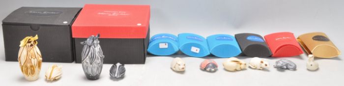 A collection of ten Adam Binder resin netsuke style animal figurines to include a pig, ladybird,