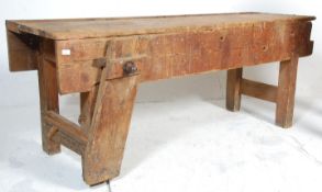 A 19th Century Victorian Industrial antique rustic woodworkers bench / workman's bench -
