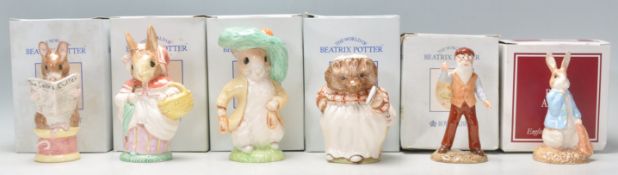 A group of six Royal Albert mostly large size ceramic figures in 'The World Of Beatrix Potter