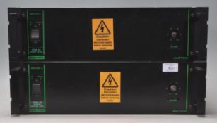 A pair of vintage Bouyer Ampli 100w AM 1106-a power amplifiers, marked 24V Fus T10A, No. 09100751.