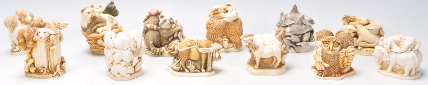 A group of twelve Harmony Kingdom resin animal novelty figurines/ trinket pots to include 'At The