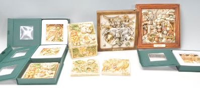 A collection of cast resin Harmony Kingdom square decorative wall plaques to include Storm Brewing