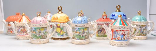A good collection of ten mostly Saddler made collectors teapots to include many hunting examples,