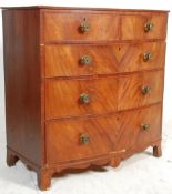 A 19th Century flame mahogany bow fronted two over three chest of drawers having brass knob
