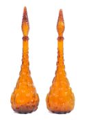 COLLECTION OF EMPOLI ITALIAN GLASS GENIE BOTTLES W