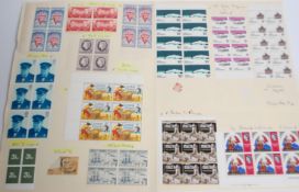 A collection of block sheet and part sheet stamps