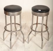 A pair of vintage retro 20th Century chrome bar /