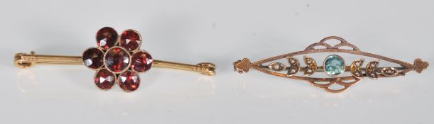 A late victorian 19th Century 9ct yellow gold bar