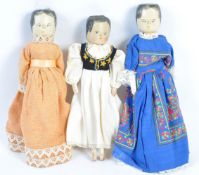 THREE VICTORIAN 19TH CENTURY DUTCH PEG DOLL - GRODNERTAL