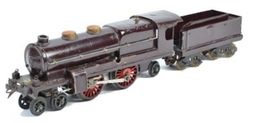 VINTAGE HORNBY CLOCKWORK 0 GAUGE 4-4-2 LOCOMOTIVE & TENDER