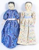TWO VICTORIAN 19TH CENTURY DUTCH PEG DOLLS - GRODNERTAL