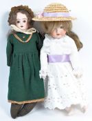 TWO ANTIQUE BISQUE HEADED DOLLS - ARMAND MARSEILLE