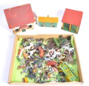 ASSORTED BRITAINS FARMYARD LEAD FIGURES AND BUILDINGS
