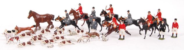 COLLECTION OF VINTAGE BRITAINS LEAD FOX HUNTING FIGURES