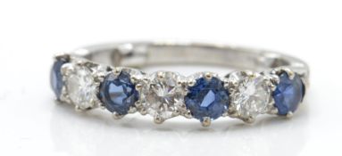 18CT WHITE GOLD SAPPHIRE AND DIAMOND RING