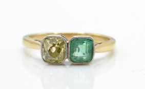 18CT GOLD EMERALD AND DIAMOND RING