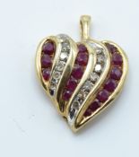 A Gold Ruby & Diamond Heart Pendant