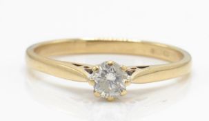 A hallmarked 9ct gold and diamond solitaire ring