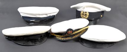 Fancy dress  - A group of three genuine British navy sailor and captain nautical peaked caps