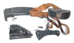 UNIFORM AND FANCY DRESS - A COLLECTION OF GENUINE AND REPLICA WWII LEATHER ITEM.
