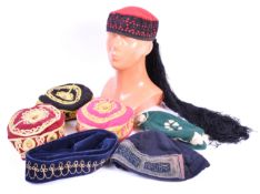 UNIFORMS AND FANCY DRESS - A COLLECTION OF SEVEN TURKISH TAQIYAH FEZ CAPS.
