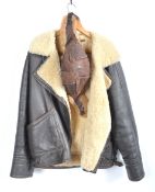 UNIFORMS & FANCY DRESS - A WWII RAF LEATHER SHEEP SKIN AVIATION FLIGHT JACKET.
