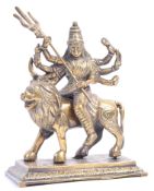 19TH CENTURY INDIAN BRASS FIGURINE OF DURGA ON LIO