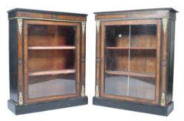 PAIR OF 19TH CENTURY EBONISED AMBOYNA WOOD PIER CABINETS