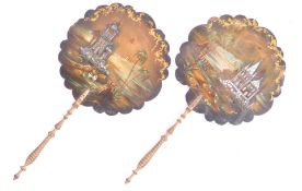 PAIR OF 19TH CENTURY ANTIQUE PAPER MACHE FACE SCREENS