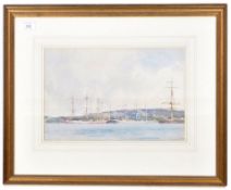 EARLY 20TH CENTURY WATERCOLOUR OF SHIPS IN HARBOUR