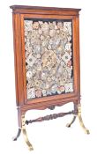 19TH CENTURY JAS SHOOLBRED MAHOGANY AND NEEDLEPOINT SCREEN