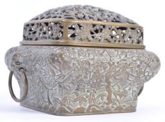 STUNNING 19TH CENTURY CHINESE BRONZE LIDDED CENSER
