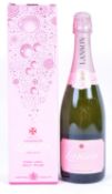 BOTTLE OF LANSON ROSE LABEL CHAMPAGNE IN BOX.