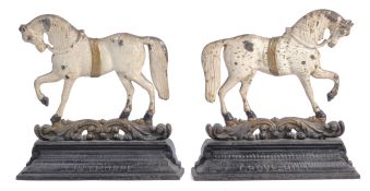 PAIR OF 19TH CENTURY VICTORIAN CAST IRON HORSE DOOR STOPS