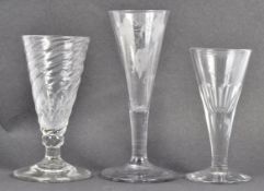COLLECTION OF THREE 18TH CENTURY GEORGIAN DWARF ALE GLASSES