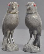 A PAIR OF 19TH CENTURY VICTORIAN BIRD PEPPER SHAKERS