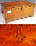 RARE 19TH CENTURY SATINWOOD BOX WITH MADONNA AND C