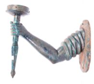 EARLY 20TH CENTURY CAST IRON HUMAN ARM LIGHT WALL LIGHT