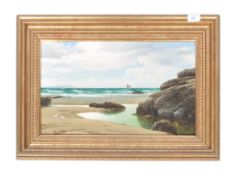 DAVID JAMES (1834-1892) OIL ON CANVAS COASTAL PAINTING