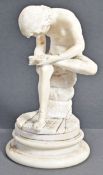 19TH CENTURY ALABASTER BOY WITH THORN FIGURINE