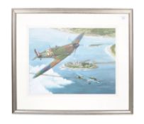 GEOFFREY BELL - WW2 SPITFIRE DOGFIGHT - WATERCOLOUR PAINTING