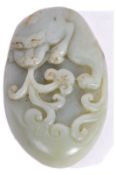 19TH CENTURY CARVED JADE TOGGLE WITH DRAGON DECORATION