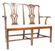 19TH CENTURY GEORGE III MAHOGANY CHIPPENDALE TWO SEAT SOFA