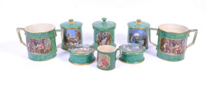 COLLECTION OF ANTIQUE GREEN MALACHITE PRATTWARE