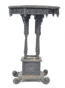 19TH CENTURY ANGLO COLONIAL CARVED BURMESE SIDE OCCASIONAL TABLE