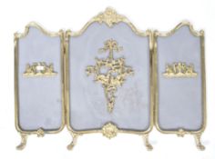 GOOD 19TH CENTURY TRIPTYCH GILT METAL AND MESH ROCOCO FIRESCREEN
