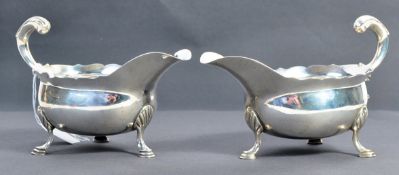 RARE PAIR OF 18TH CENTURY GEORGIAN SILVER SAUCE BOATS BY JOHN POLLOCK