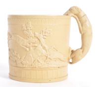 19TH CENTURY ENGLISH DRABWARE GRAPHIC HUNTING TANK