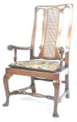 EARLY 18TH CENTURY GEORGIAN WALNUT ARMCHAIR