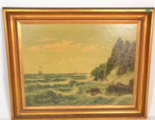 A large 19th century oil on canvas maritime coasta